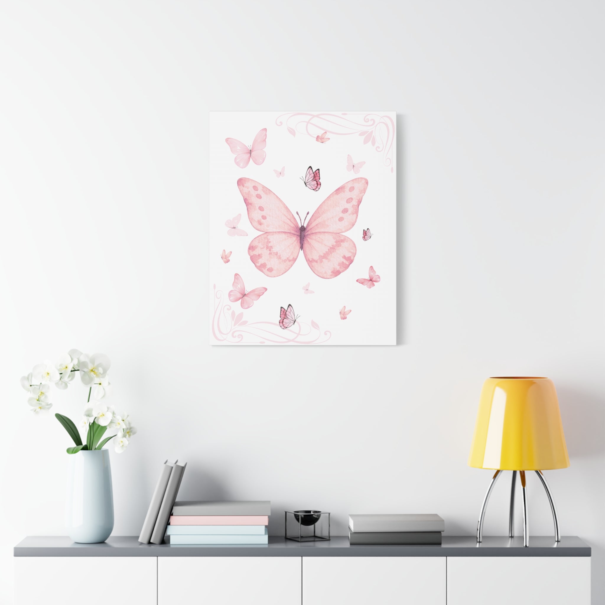 Pink Vintage Butterfly Watercolor Print